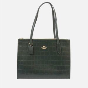 Coach Nina Green faux Croc-Embossed Leather Tote and matching Morgan wallet
